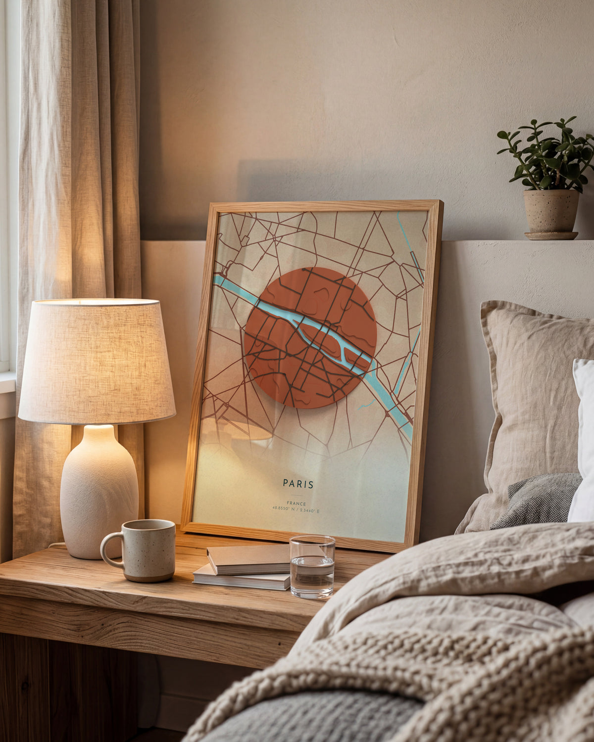 Paris 3D relief map in Riviera, framed in a room