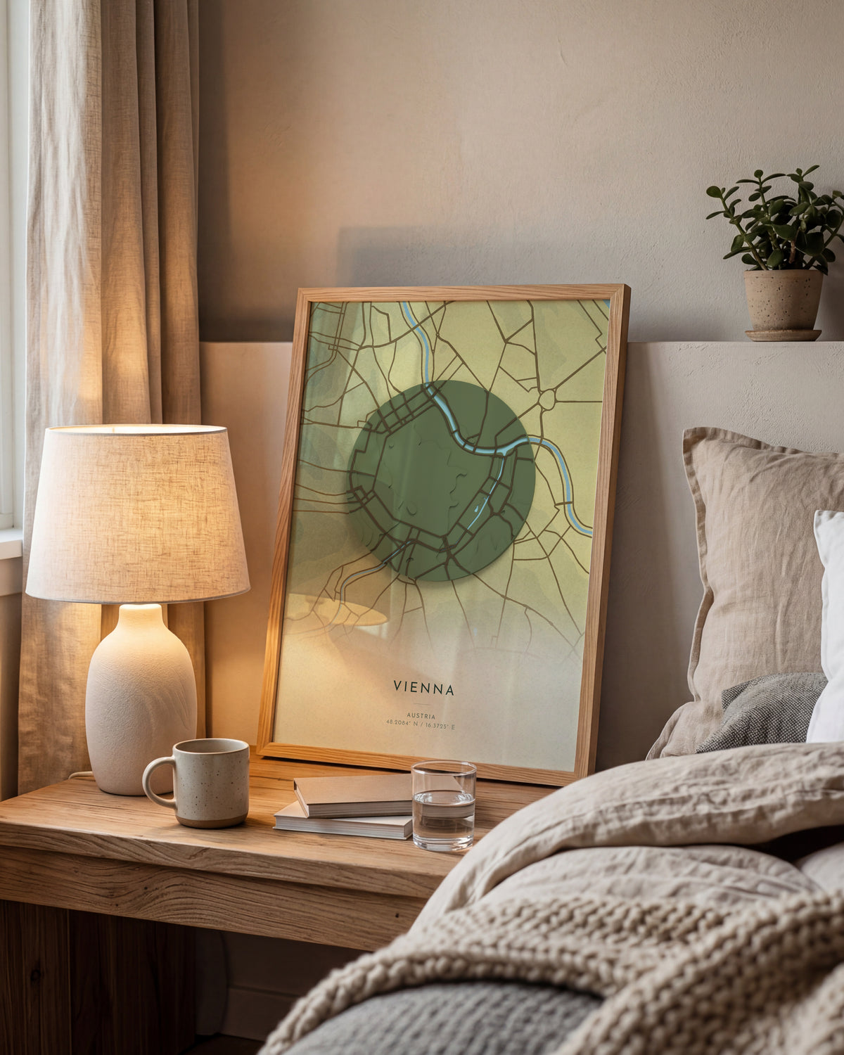 Vienna 3D relief map in Vale, framed in a room
